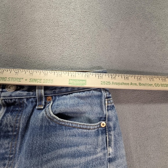 Levis 501 Jeans Womens Made in USA Blue Straight Button Fly Distressed 26x28 - Picture 3 of 16